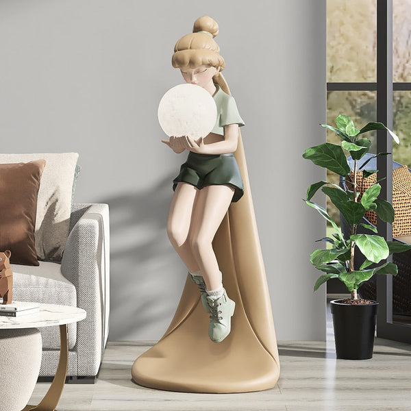 Fashion Girl Figure Statue Sculpture Ornament-Kids Room Nursery Lighting