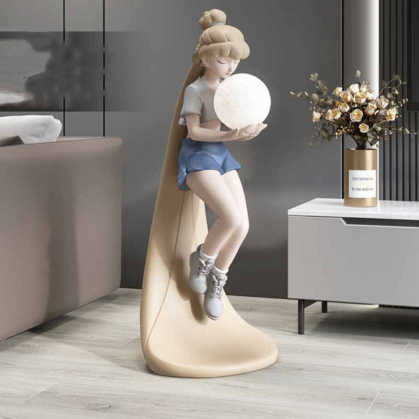 Fashion Girl Figure Statue Sculpture Ornament-Kids Room Nursery Lighting