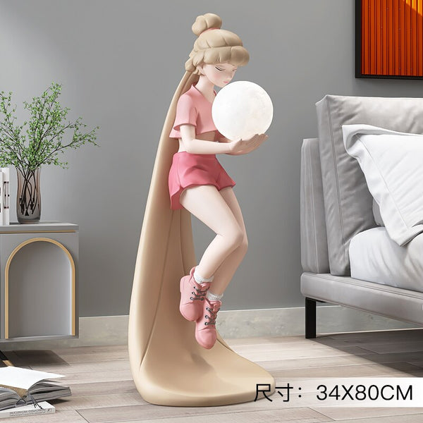 Fashion Girl Figure Statue Sculpture Ornament-Kids Room Nursery Lighting