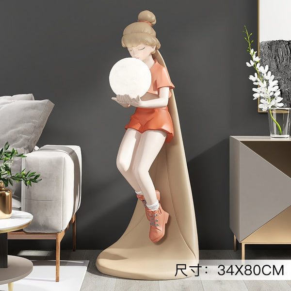 Fashion Girl Figure Statue Sculpture Ornament-Kids Room Nursery Lighting