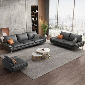 Faux Leather Designer Plaza Sofa Set-Sofa Set