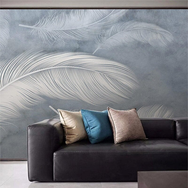 Feather Wallpaper for Home Wall Decor-Flower & Leaf Wallpaper