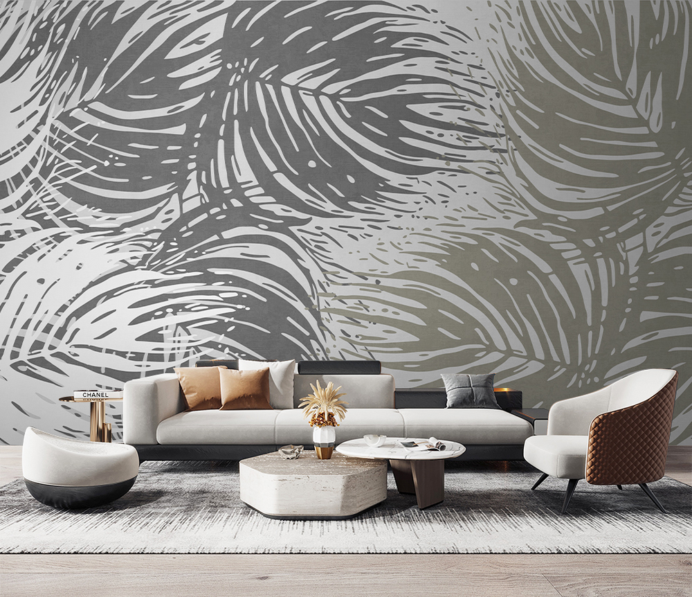 Fern Leaf Retro Theme - Tropical Wallpaper Mural-Flower & Leaf Wallpaper