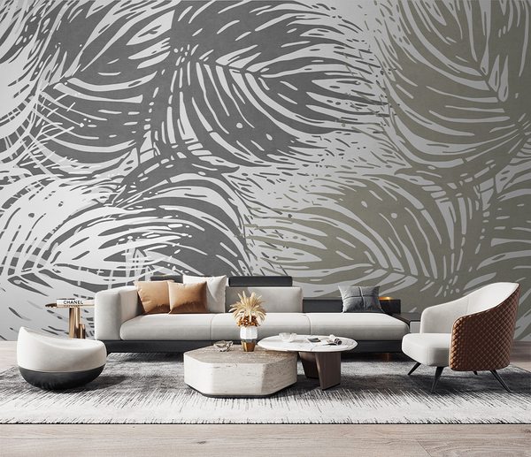 Fern Leaf Retro Theme - Tropical Wallpaper Mural-Flower & Leaf Wallpaper