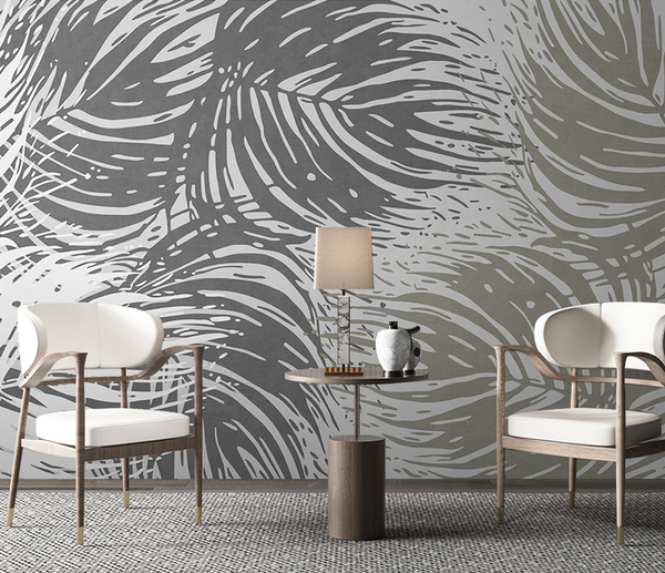 Fern Leaf Retro Theme - Tropical Wallpaper Mural-Flower & Leaf Wallpaper