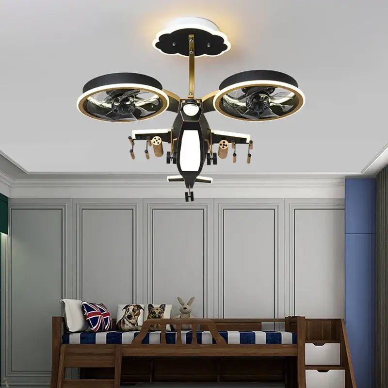 Fighter Combat Helicopter Ceiling Light for Kids Room-Kids Room Nursery Lighting
