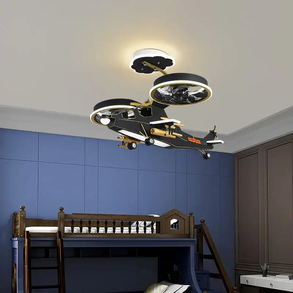 Fighter Combat Helicopter Ceiling Light for Kids Room-Kids Room Nursery Lighting