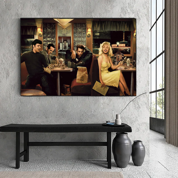 Find Marilyn Poster: James Dean, Elvis at the Diner-Wall Posters