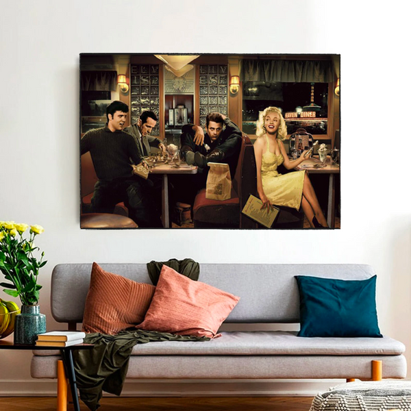 Find Marilyn Poster: James Dean, Elvis at the Diner-Wall Posters