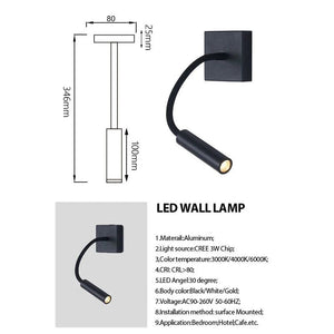 Flexible LED Gooseneck Sconces for Reading Study Room-Wall Lights