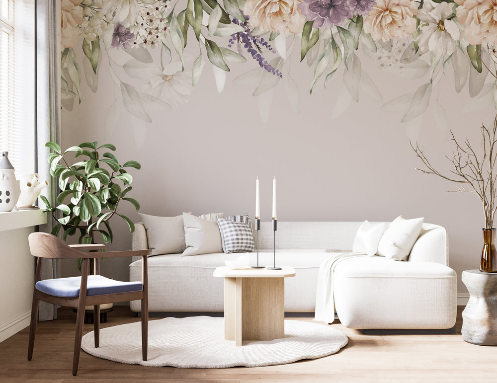 Floral Wallpaper Mural: Transform your space with elegance-Flower & Leaf Wallpaper