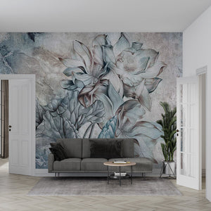 Floral Wallpaper Mural - Tropical Retro Theme-Flower & Leaf Wallpaper