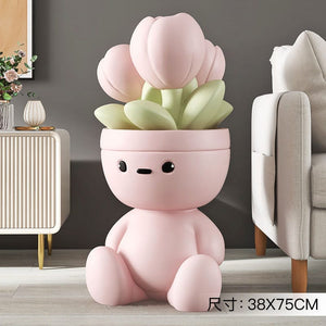 Flower Man Kids Room Storage Plant Statue-Statue & Ornaments