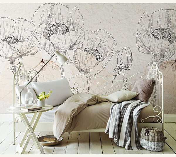 Flowers Wallpaper Mural: Vibrant Floral Designs for Walls-Flower & Leaf Wallpaper