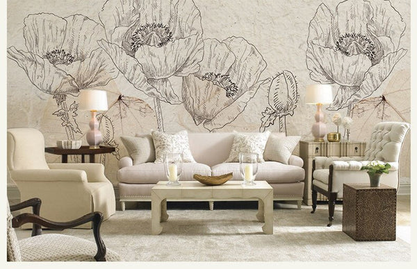 Flowers Wallpaper Mural: Vibrant Floral Designs for Walls-Flower & Leaf Wallpaper