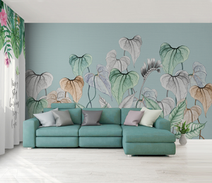 Flowers with Stem Wallpaper Murals: Stunning Wall Decor-Flower & Leaf Wallpaper