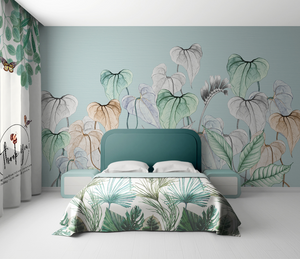 Flowers with Stem Wallpaper Murals: Stunning Wall Decor-Flower & Leaf Wallpaper