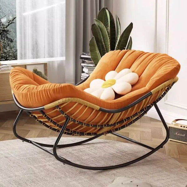 Fluffy Elastic Lumbar Support Floor Rocking Chair-Recliners