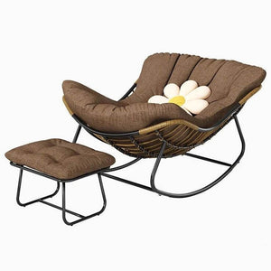 Fluffy Elastic Lumbar Support Floor Rocking Chair-Recliners