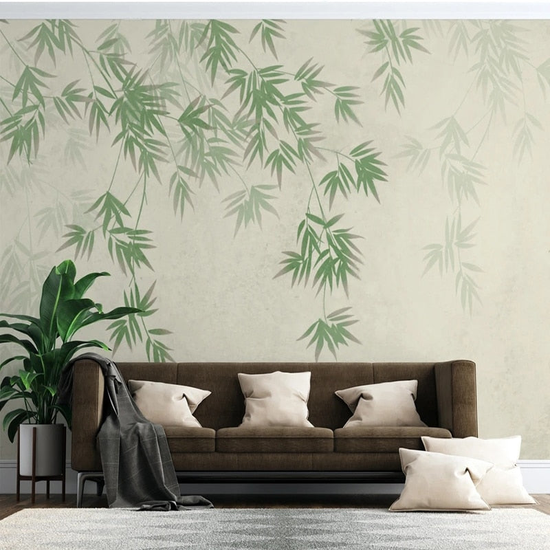 Foggy Green Leaf Wallpaper for Home Wall Decor-Flower & Leaf Wallpaper