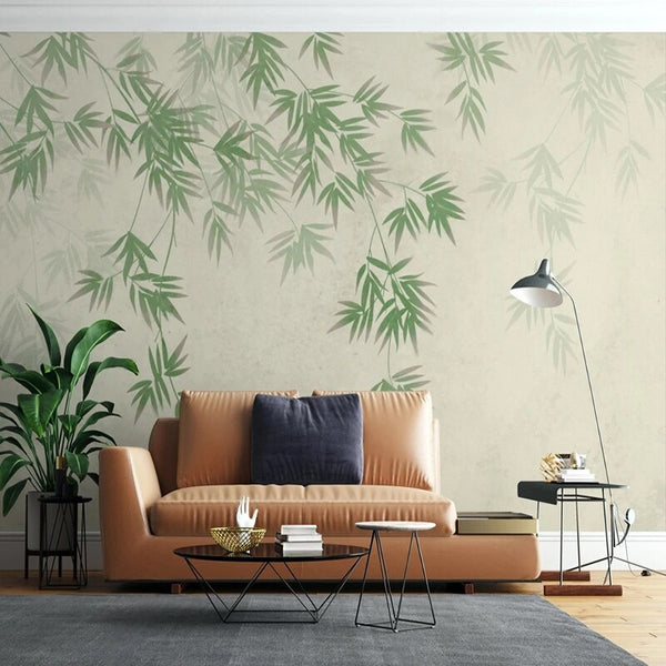 Foggy Green Leaf Wallpaper for Home Wall Decor-Flower & Leaf Wallpaper