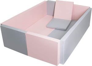 Foldable Ball Pit for Kids - Pink and Grey Soft Foam Play Fence-Playpen and Ball Pits