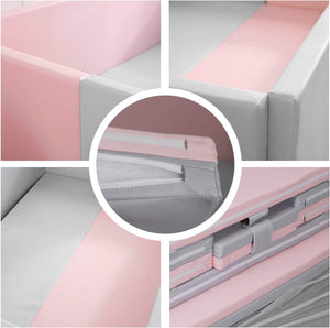 Foldable Ball Pit for Kids - Pink and Grey Soft Foam Play Fence-Playpen and Ball Pits