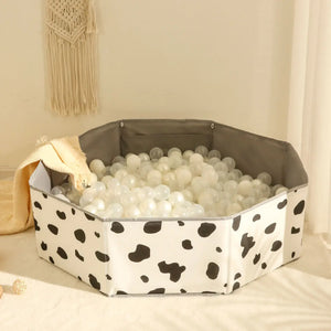 Foldable Children’s Ball Pool – White with Pattern – Durable Play Pit for Kids-Playpen and Ball Pits