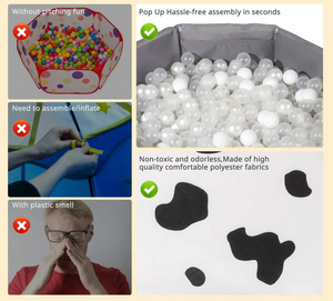 Foldable Children’s Ball Pool – White with Pattern – Durable Play Pit for Kids-Playpen and Ball Pits