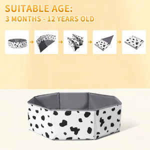 Foldable Children’s Ball Pool – White with Pattern – Durable Play Pit for Kids-Playpen and Ball Pits