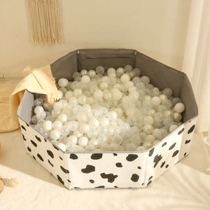 Foldable Children’s Ball Pool – White with Pattern – Durable Play Pit for Kids-Playpen and Ball Pits