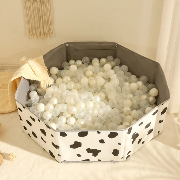 Foldable Children’s Ball Pool – White with Pattern – Durable Play Pit for Kids-Playpen and Ball Pits