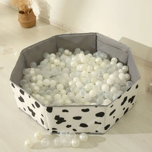 Foldable Children’s Ball Pool – White with Pattern – Durable Play Pit for Kids-Playpen and Ball Pits