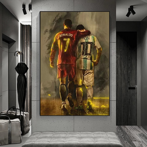 Football Stars Ronaldo and Messi Canvas Wall Art-Wall Posters