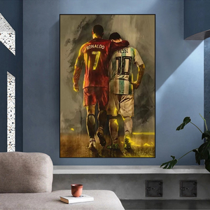 Football Stars Ronaldo and Messi Canvas Wall Art-Wall Posters
