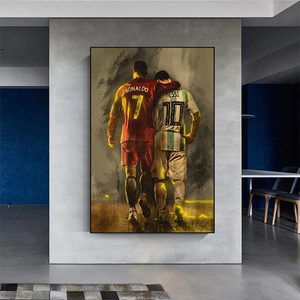 Football Stars Ronaldo and Messi Canvas Wall Art-Wall Posters