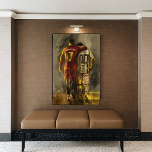 Football Stars Ronaldo and Messi Canvas Wall Art-Wall Posters