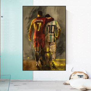 Football Stars Ronaldo and Messi Canvas Wall Art-Wall Posters
