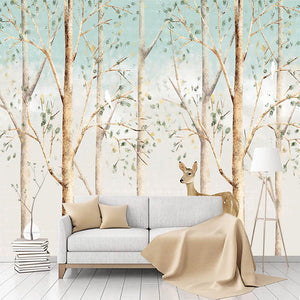 Forest Friends: Kids Room Deers in Forest Wallpaper-Kids Room Wallpaper