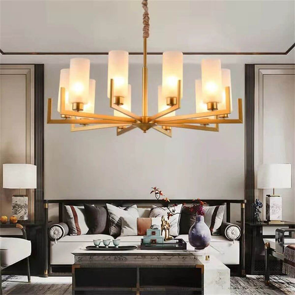 Fortano Brass Frosted Glass Cones Chandelier-Ceiling Chandelier