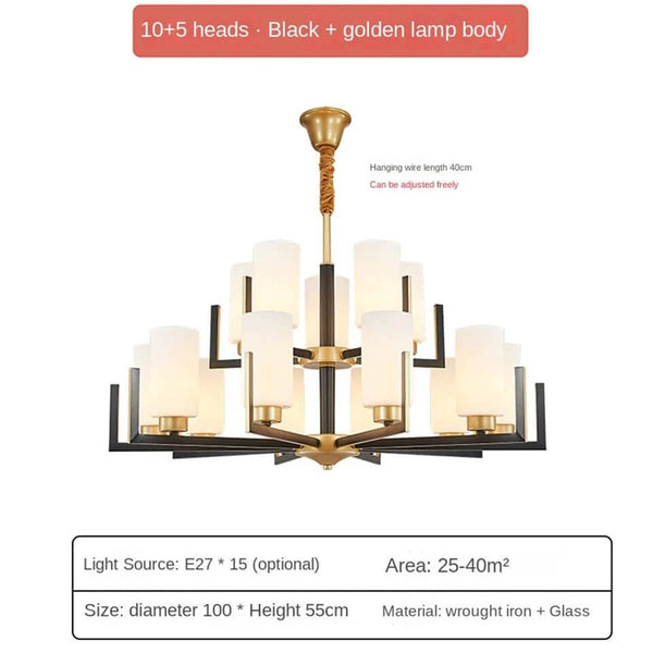 Fortano Brass Frosted Glass Cones Chandelier-Ceiling Chandelier