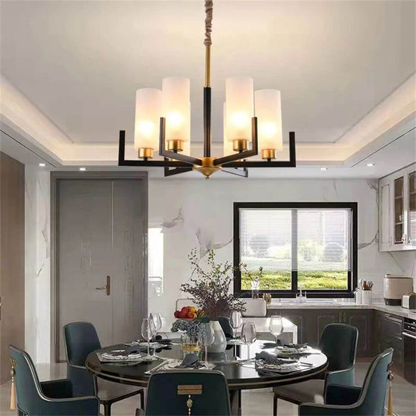 Fortano Brass Frosted Glass Cones Chandelier-Ceiling Chandelier