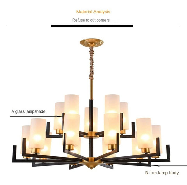 Fortano Brass Frosted Glass Cones Chandelier-Ceiling Chandelier