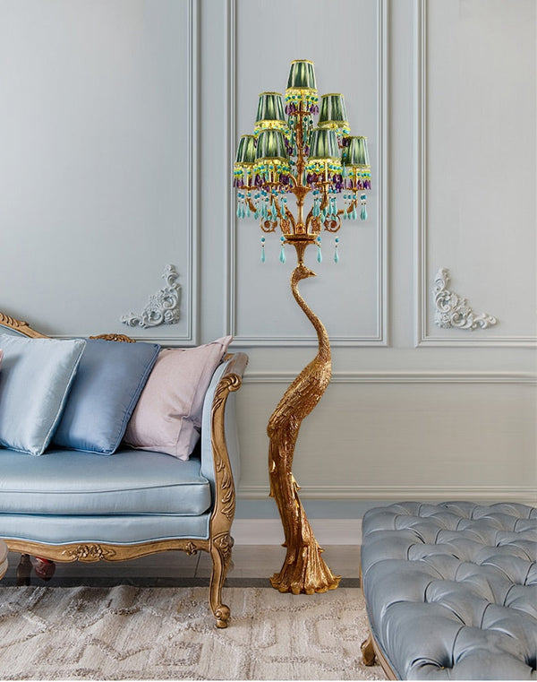 French Rococo Peacock Floor Lamp - Elegant Lighting-Floor Lamp