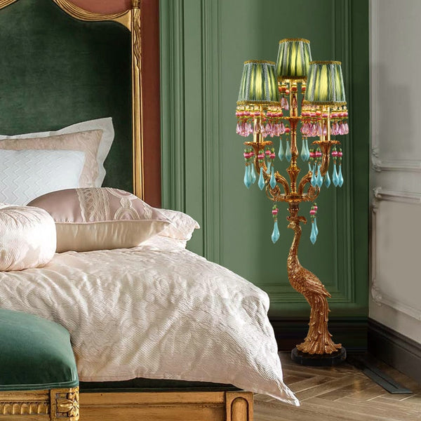 French Rococo Peacock Floor Lamp - Elegant Lighting-Floor Lamp