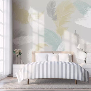 Fresh Colored Feathers Wallpaper for Home Wall Decor-Flower & Leaf Wallpaper