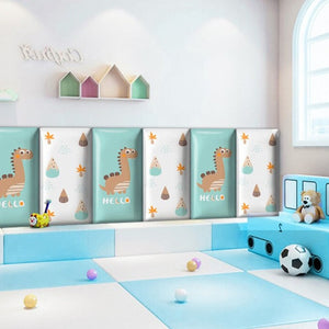 Friendly Dinosaur Kids Wall Padded Safety Cushions-Anti Collision Padded Wall Stickers
