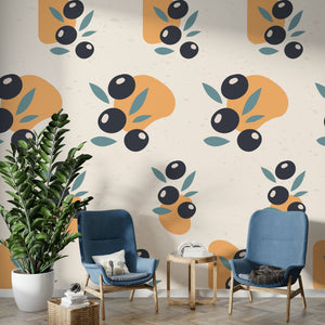 Fruits Wallpaper Mural - Vibrant and Captivating-Flower & Leaf Wallpaper