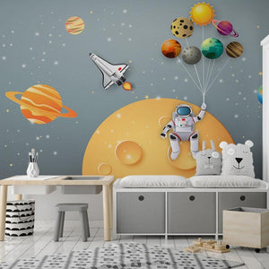 Galactic Dreams Kids Room Astronaut Wallpaper-Kids Room Wallpaper