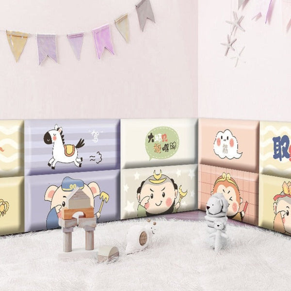 Galloping Jungle Zebras Kids Wall Padded Safety Cushions-Anti Collision Padded Wall Stickers